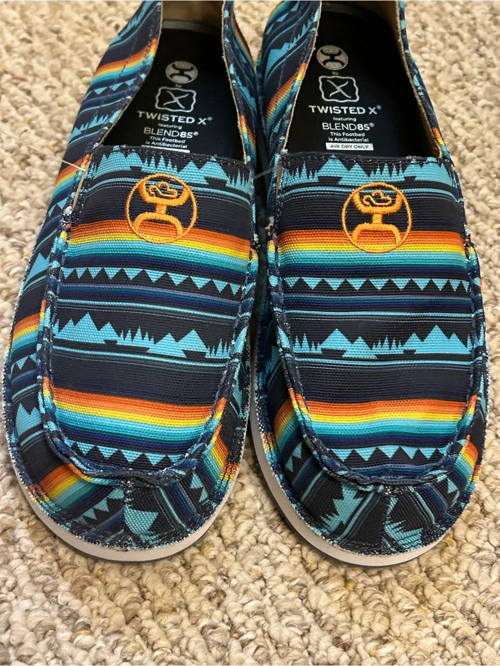 NWOT Twisted X Men’s Blue Multi-Stripe Slip-On Shoes